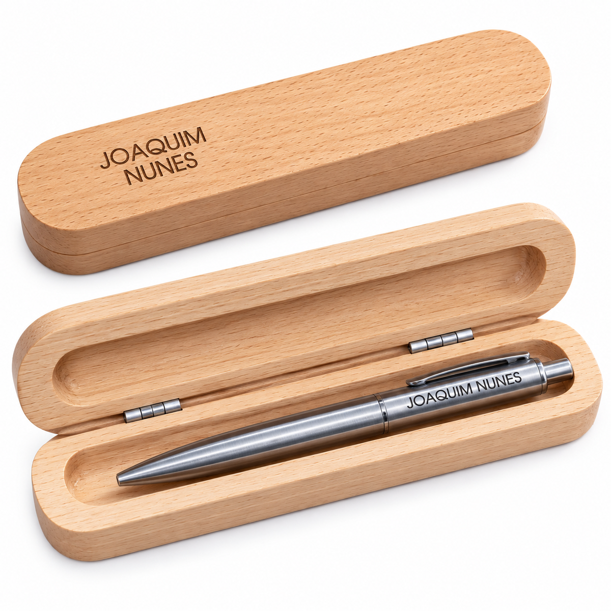 Caneta Aço Personalizada com Estojo de Madeira Gravação a laser