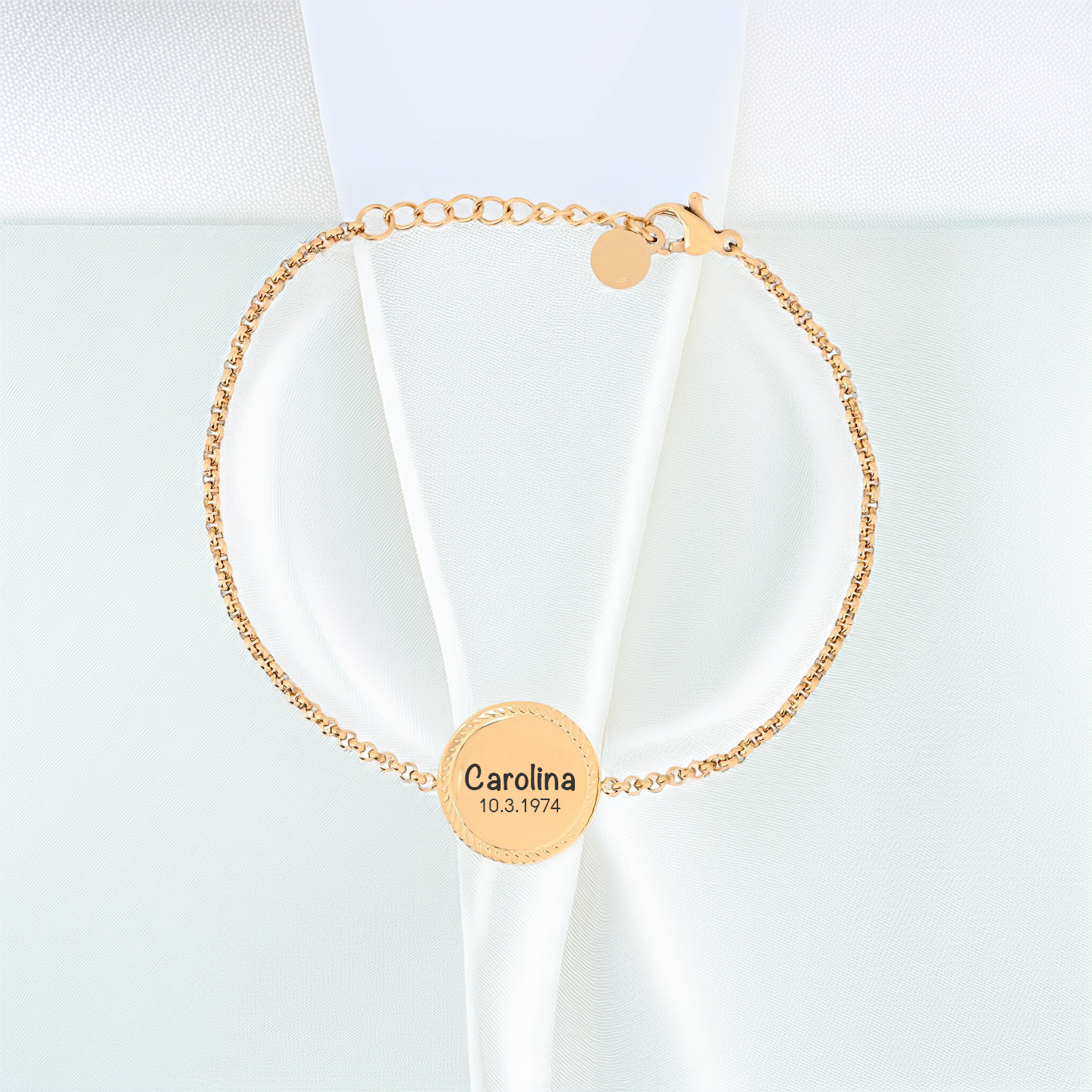 Pulseira SANTORINI Personalizada em Aço Inoxidável – Gravado com Alma