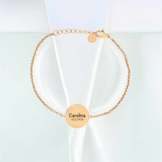 Pulseira SANTORINI Personalizada em Aço Inoxidável – Gravado com Alma