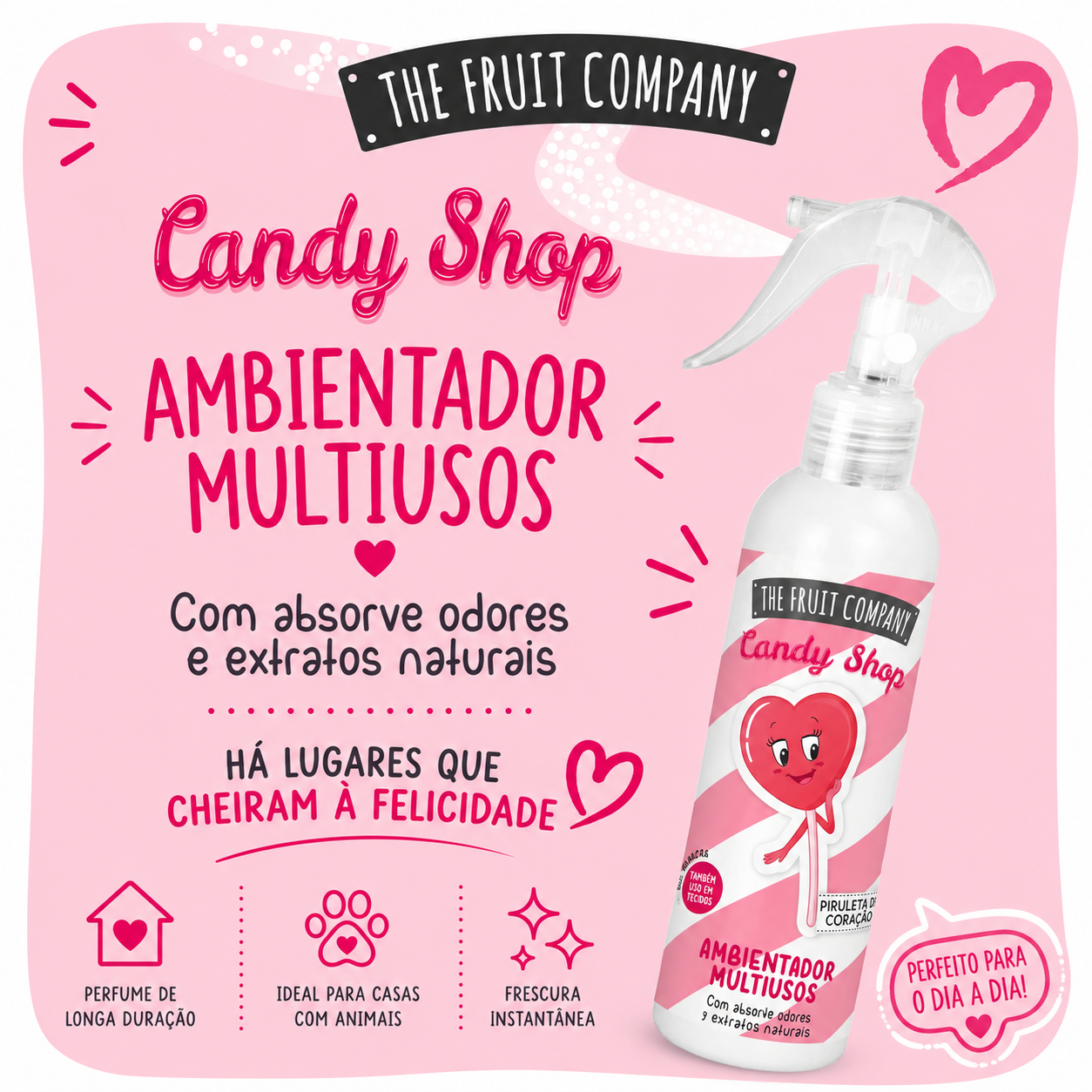 Ambientador spray aroma doce Chupa Coração