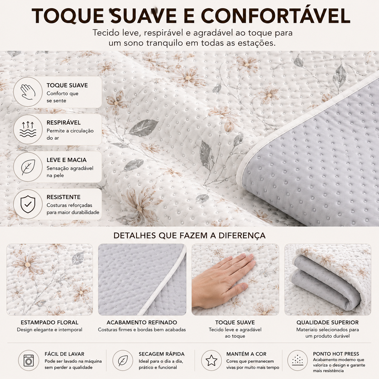 colcha leve respirável confortável para todas as estações
