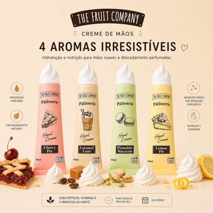 creme mãos textura leve vitamina E manteiga karité. 4 AROMAS