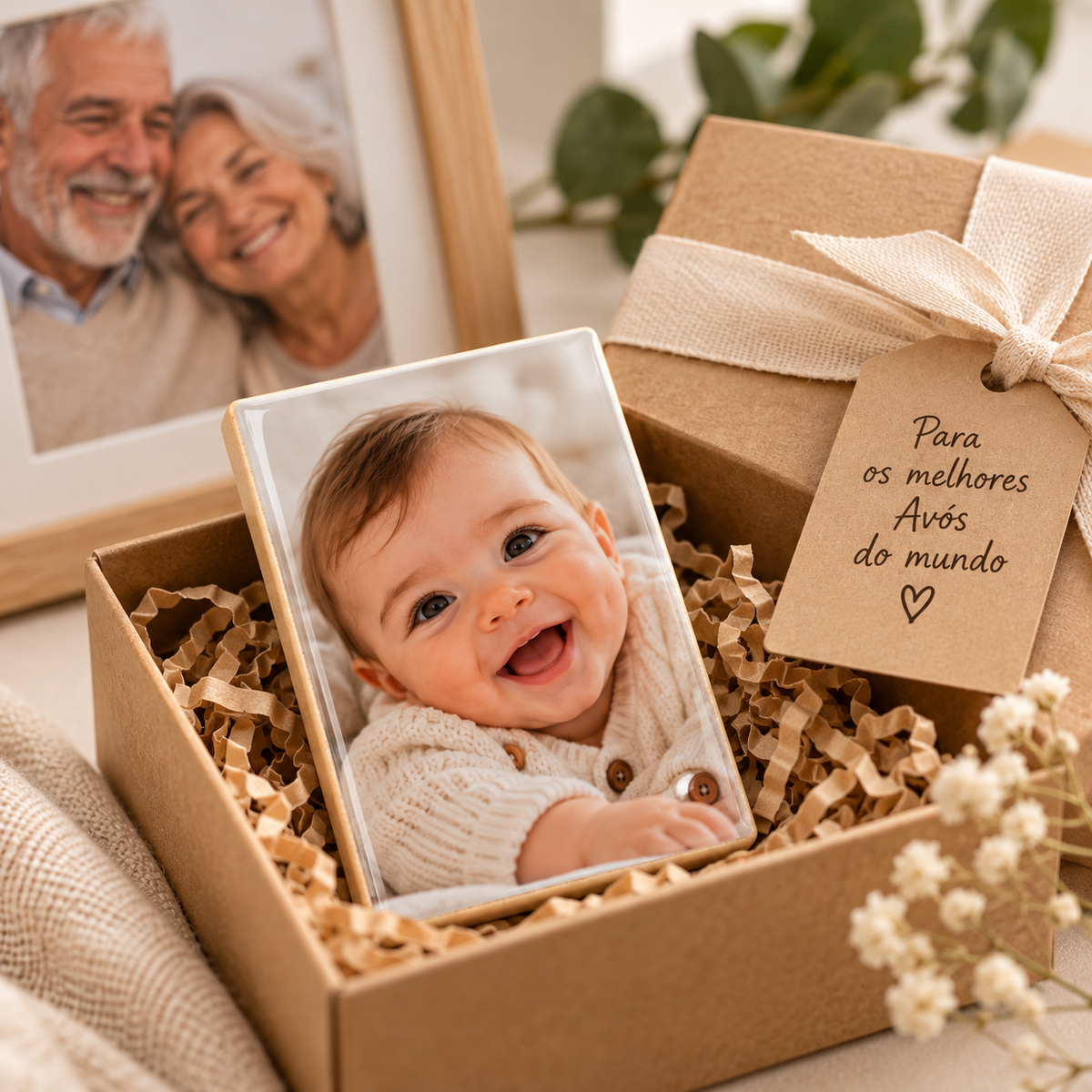Íman personalizado com fotografia de bebé como presente especial para os avós