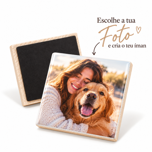 Íman de azulejo personalizado 7x7 cm com fotografia