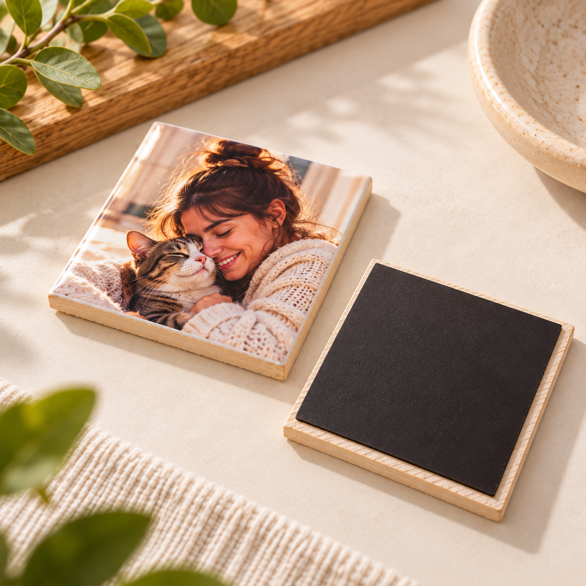 Parte de trás do azulejo personalizado 7x7 cm com íman para frigorífico