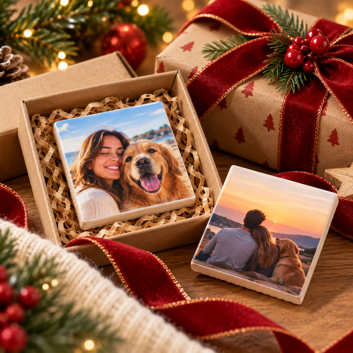 Íman quadrado personalizado com fotografia e acabamento brilhante ideal para presente