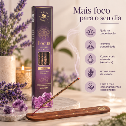 incenso com cristais ametista calma e protecao