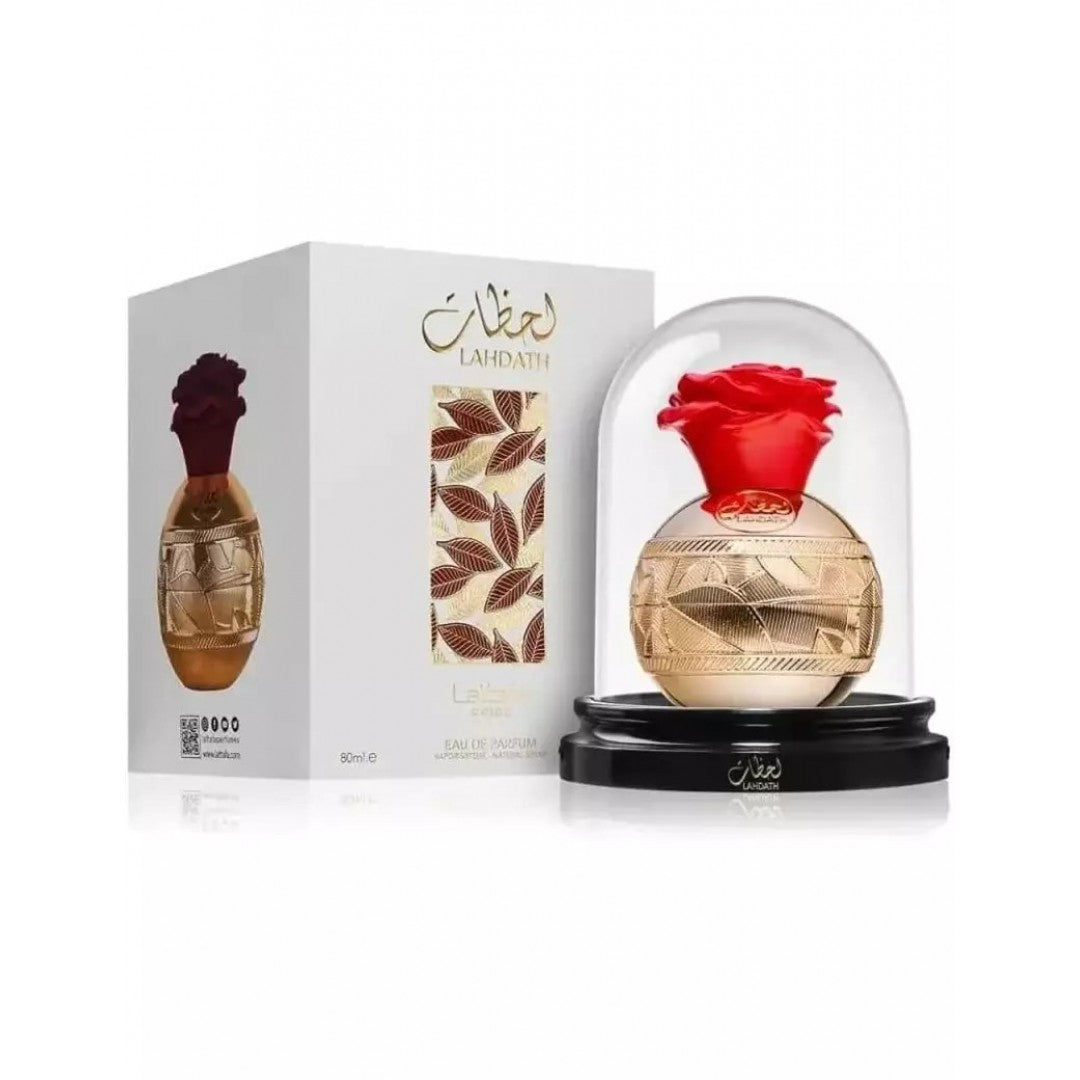 perfume Lattafa Lahdath 80ml rosa baunilha doce feminino