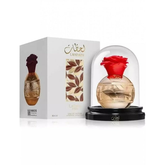 perfume Lattafa Lahdath 80ml rosa baunilha doce feminino
