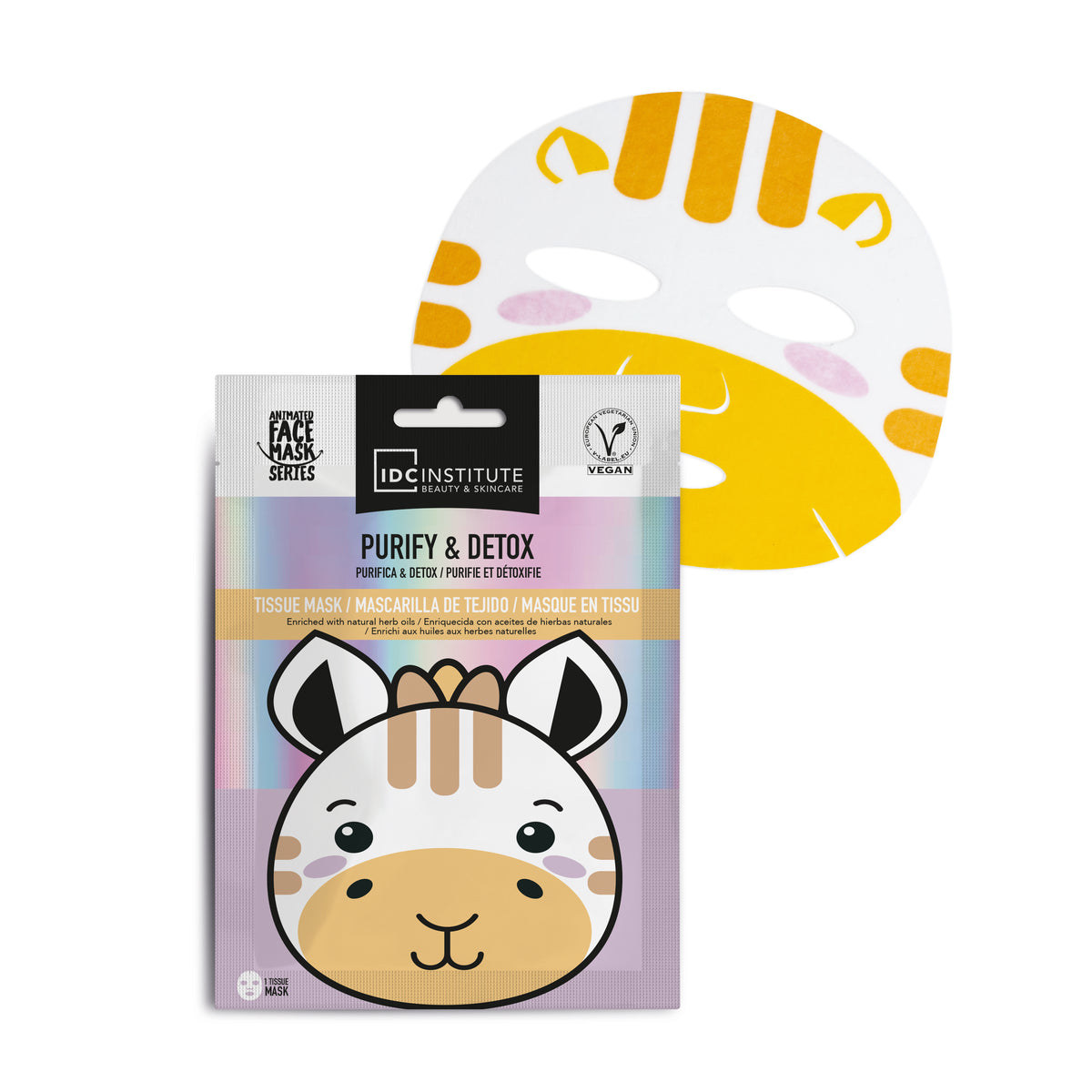 máscara de rosto girafa vegan com tea tree e hortelã