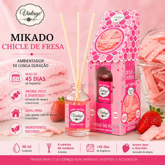 ambientador de varetas chiclete morango