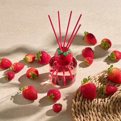 mikado decorativo frasco rosa morango ceramica
