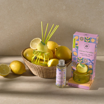 mikado decorativo amarelo com limao em ceramica