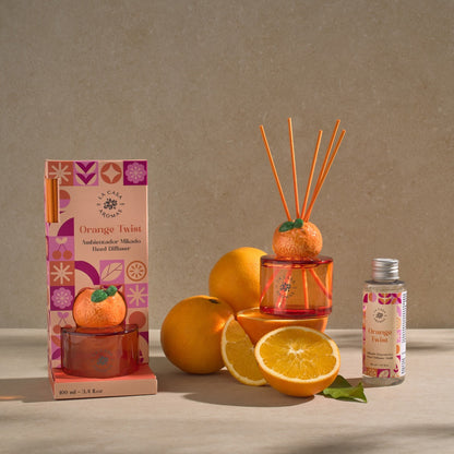 mikado decorativo frasco ambar laranja ceramica