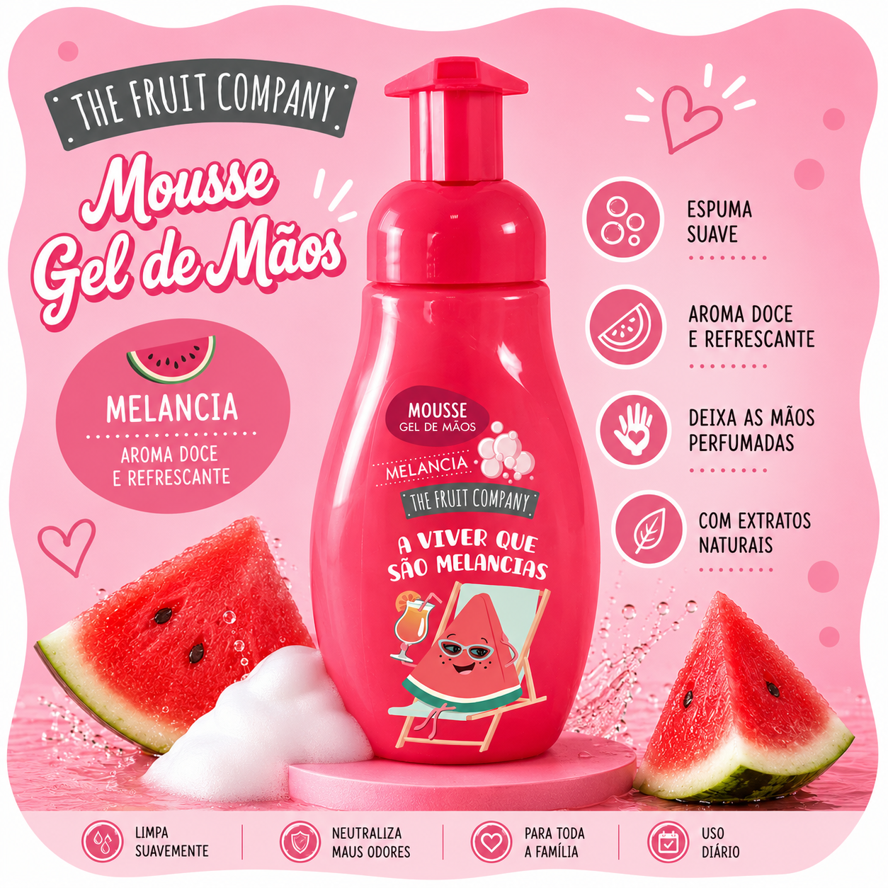 Sabonete em Mousse para mãos aroma melancia