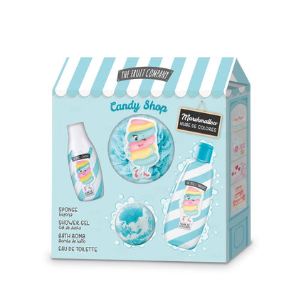 Set de Banho Marshmallow The Fruit Company com perfume, gel de duche, bomba de banho e esponja
