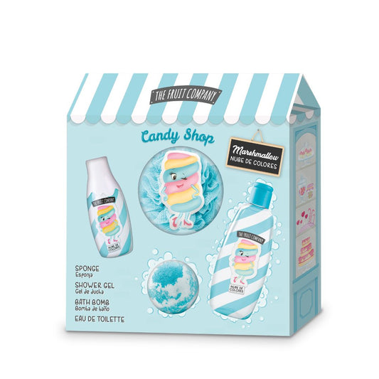 Set de Banho Marshmallow The Fruit Company com perfume, gel de duche, bomba de banho e esponja