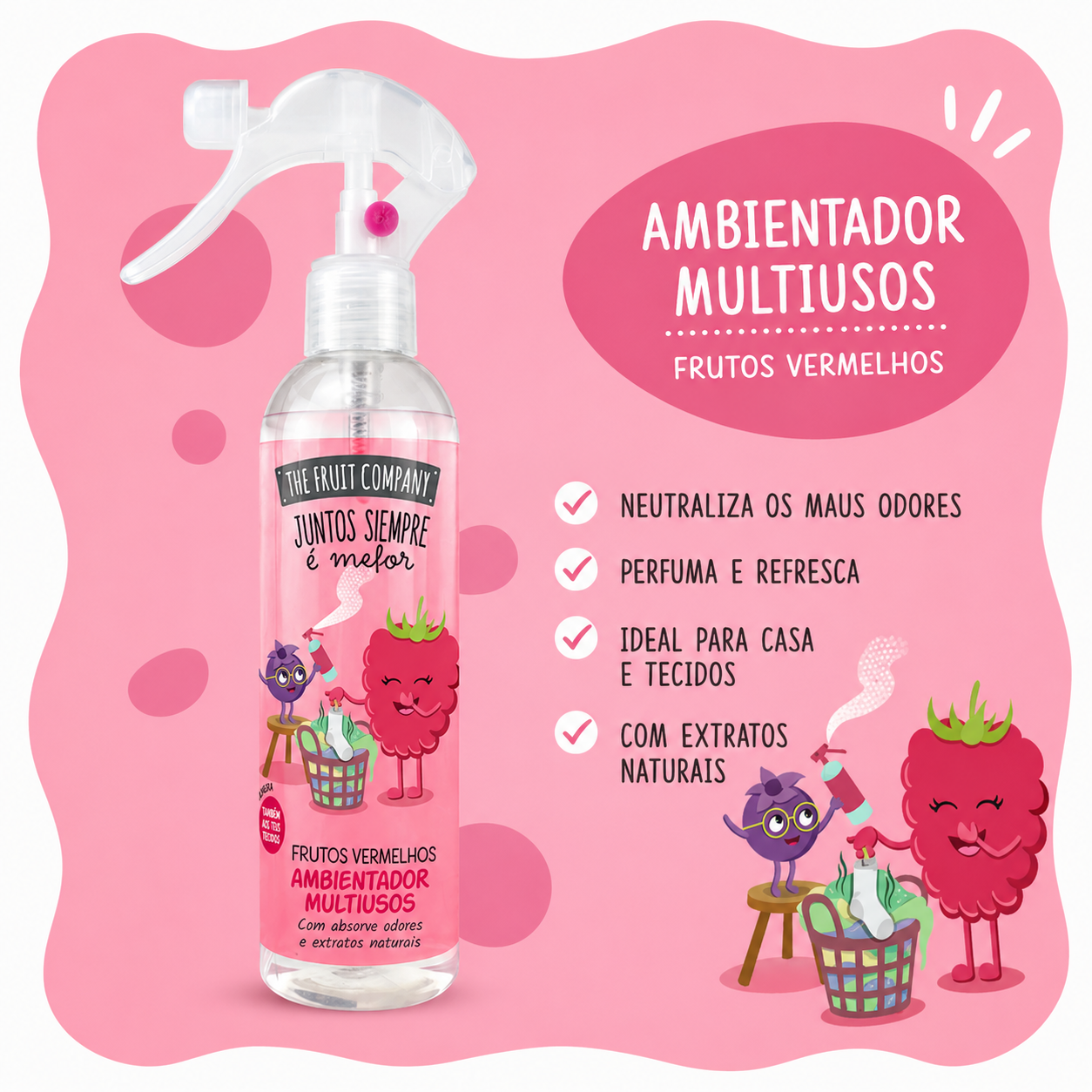Spray multiusos para tecido de aroma a frutos vermelhos