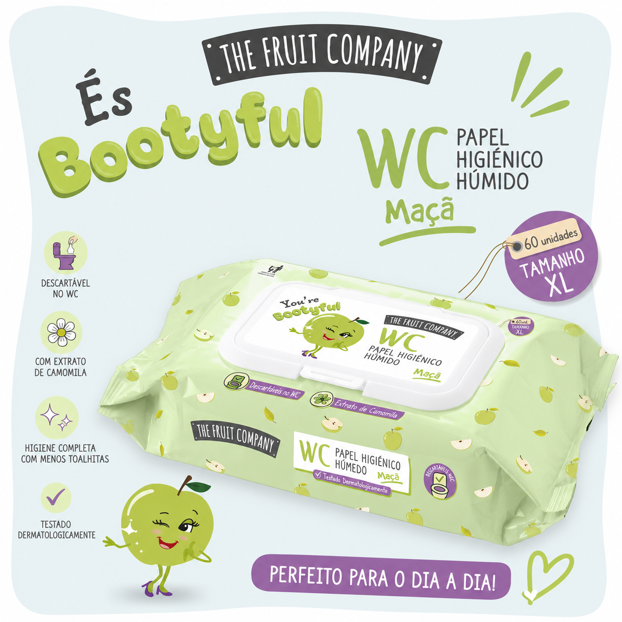 Toalhitas húmidas wc aroma maçã verde